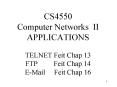 CS4550 Computer Networks II APPLICATIONS TELNET Feit Chap 13 FTP Feit Chap 14 EMail Feit Chap 16