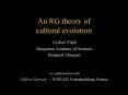An RG theory of cultural evolution