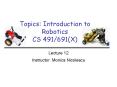 Topics: Introduction to Robotics CS 491691X