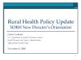 Rural Health Policy Update SORH New Directors Orientation