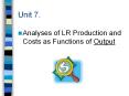 Analyses of LR Production and Costs as Functions of Output