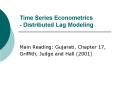 Time Series Econometrics Distributed Lag Modeling