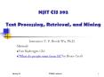 NJIT CIS 392 Text Processing, Retrieval, and Mining