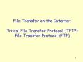 File Transfer on the Internet Trivial File Transfer Protocol TFTP File Transfer Protocol FTP
