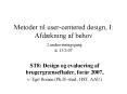 Metoder til usercentered design, I: Afdkning af behov 2.undervisningsgang d. 13207