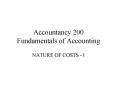 Accountancy 200 Fundamentals of Accounting