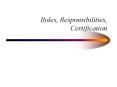 Roles, Responsibilities, Certification
