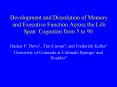 Development and Dissolution of Memory and Executive Function Across the Life Span: Cognition from 5