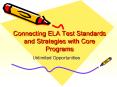 Connecting ELA Test Standards and Strategies with Core Programs
