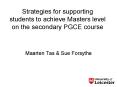 Strategies for supporting students to achieve Masters level on the secondary PGCE course