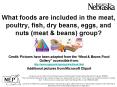 What foods are included in the meat, poultry, fish, dry beans, eggs, and nuts meat