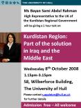 Ms Bayan Sami Abdul Rahman High Representative to the UK of the Kurdistan Regional Government will b