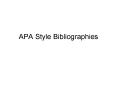 APA Style Bibliographies