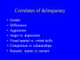 Correlates of delinquency
