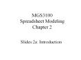 MGS3100 Spreadsheet Modeling Chapter 2