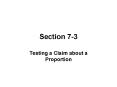 Testing a Claim about a Proportion