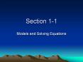 Models and Solving Equations