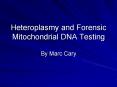 Heteroplasmy and Forensic Mitochondrial DNA Testing