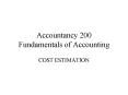 Accountancy 200 Fundamentals of Accounting
