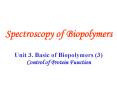 Unit 3' Basic of Biopolymers 3 Control of Protein Function