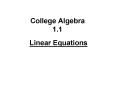 College Algebra 1'1