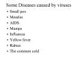Some Diseases caused by viruses