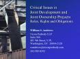 Critical Issues in Joint Development and Joint Ownership Projects: Roles, Rights and Obligations
