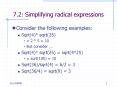 7'2: Simplifying radical expressions