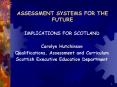 ASSESSMENT SYSTEMS FOR THE FUTURE