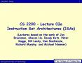CS 2200 Lecture 03a Instruction Set Architectures ISAs