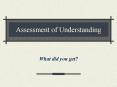 Assessment of Understanding