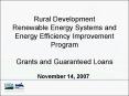 Rural Development Renewable Energy Systems and Energy Efficiency Improvement Program Grants and Guar
