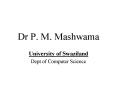 Dr P' M' Mashwama