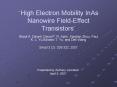 High Electron Mobility InAs Nanowire FieldEffect Transistors