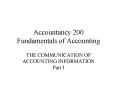 Accountancy 200 Fundamentals of Accounting