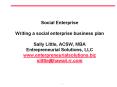 Social Enterprise Writing a social enterprise business plan Sally Little, ACSW, MBA Entrepreneurial