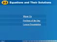 Equations and Their Solutions