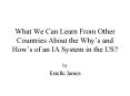 What We Can Learn From Other Countries About the Whys and Hows of an IA System in the US