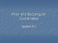 Polar and Rectangular Coordinates