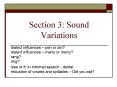 Section 3: Sound Variations