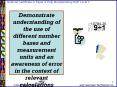 Demonstrate understanding of the use of different number bases and measurement units and an awarenes