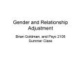 Gender and Relationship Adjustment