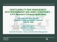 ASSETLIABILITY RISK MANAGEMENT WITH REINSURANCE AND ASSET STRATEGIES A PC Insurance Company Applicat