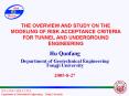 THE OVERVIEW AND STUDY ON THE MODELING OF RISK ACCEPTANCE CRITERIA FOR TUNNEL AND UNDERGROUND ENGINE