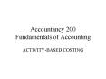Accountancy 200 Fundamentals of Accounting