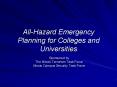 AllHazard Emergency Planning for Colleges and Universities