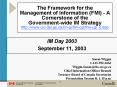 The Framework for the Management of Information FMI A Cornerstone of the Governmentwide IM Strategy