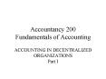 Accountancy 200 Fundamentals of Accounting