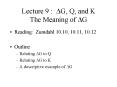 Lecture 9 : DG, Q, and K The Meaning of DG