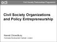 Civil Society Organizations and Policy Entrepreneurship